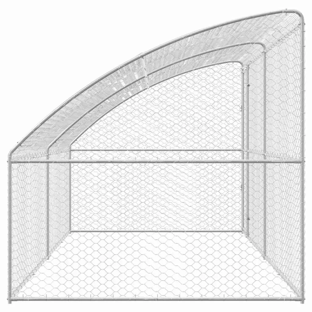 Dog Kennel Silver 4 x 2 x 2 m Outdoor Pet Run Enclosure 2 pcs Lockable Door
