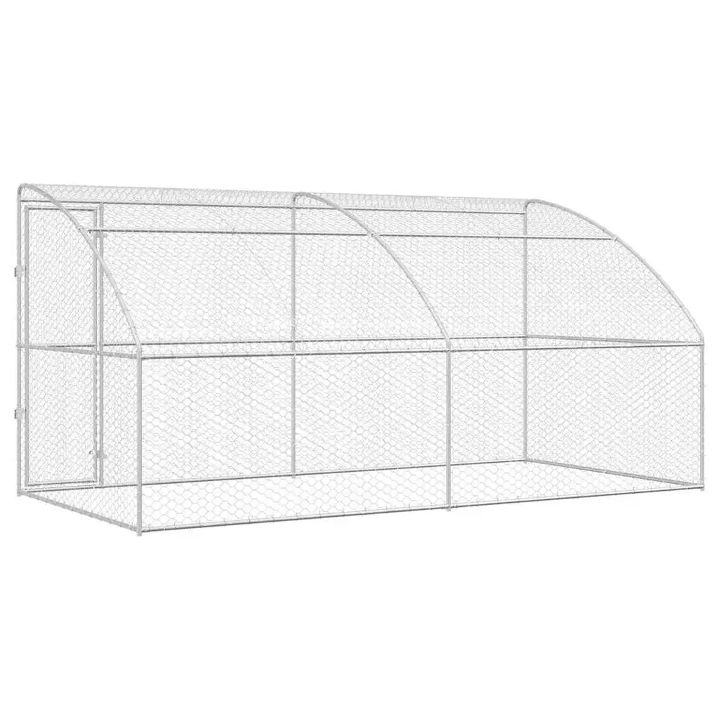Dog Kennel Silver 4 x 2 x 2 m Outdoor Pet Run Enclosure 2 pcs Lockable Door
