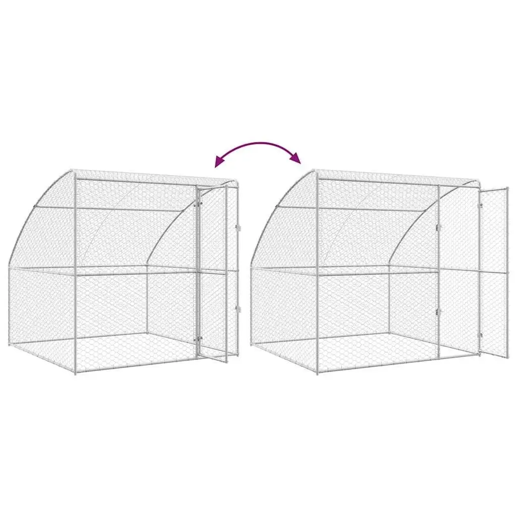 Dog Kennel 8 x 2 x 2 m Galvanised Steel Outdoor Pet Enclosure Lockable Mesh Roof
