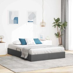 Storage Bed with Hydraulic Lift Grey 153x203cm Modern Bedroom Furniture Frame