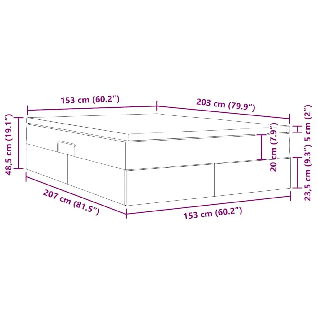 Storage Bed with Mattress Grey 152 x 203 cm Modern Bedroom Furniture Hydraulic