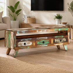 Multicolour TV Cabinet with Storage Drawers 110x30x40 cm