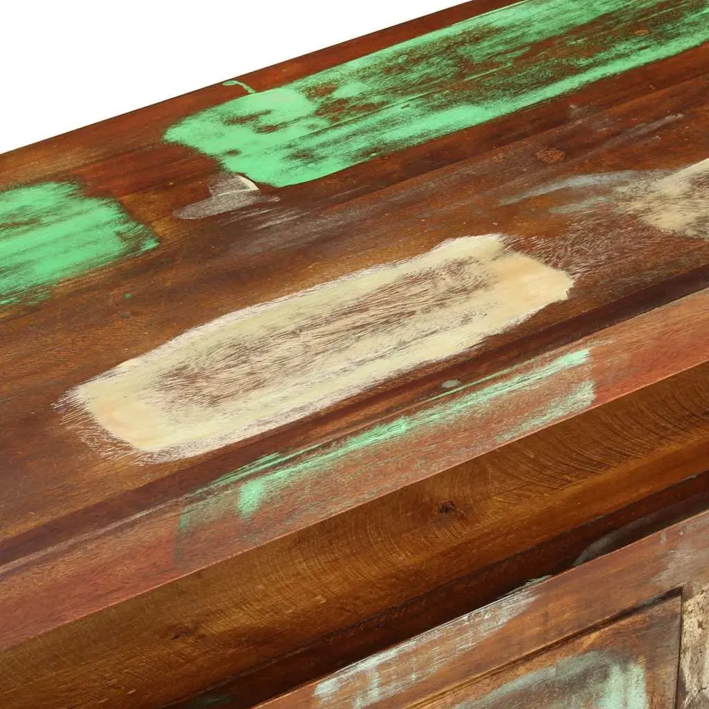 TV Cabinet Solid Reclaimed Wood Multicolour 110x30x40 cm Storage Unit with 3 Drawers and 1 Shelf