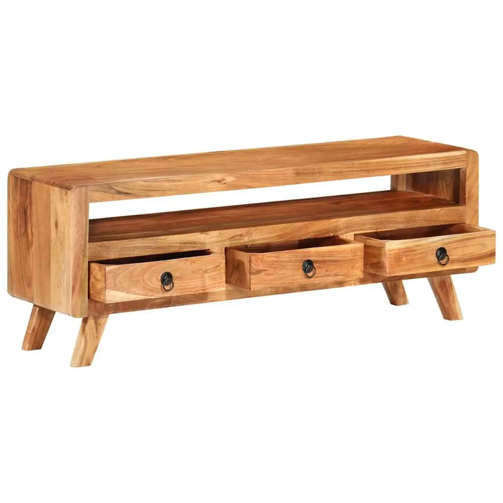 Solid Acacia Wood TV Cabinet with Drawers 110x30x40 cm Brown Storage Unit