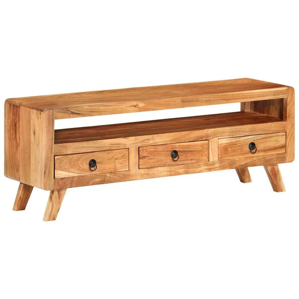 Solid Acacia Wood TV Cabinet with Drawers 110x30x40 cm Brown Storage Unit