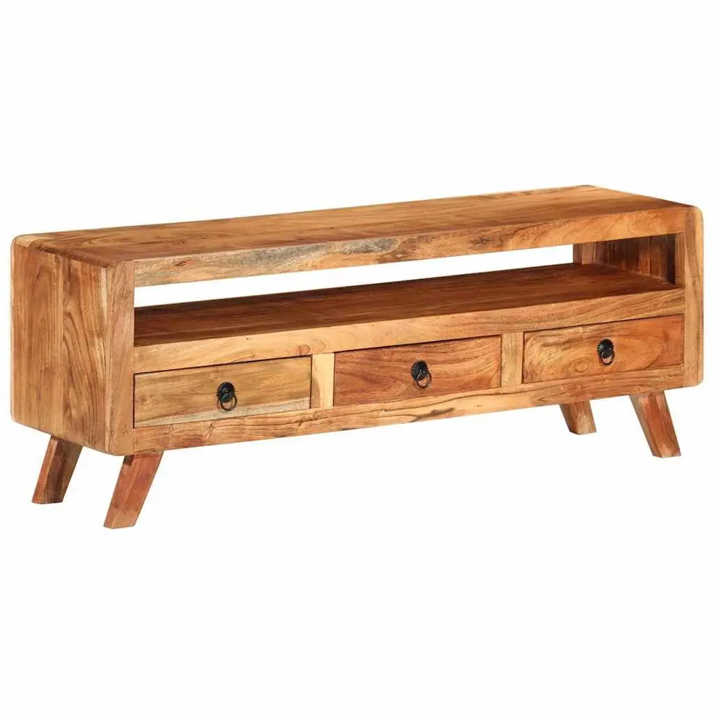 Solid Acacia Wood TV Cabinet with Drawers 110x30x40 cm Brown Storage Unit