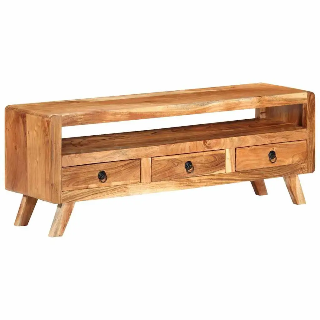 Solid Acacia Wood TV Cabinet with Drawers 110x30x40 cm Brown Storage Unit