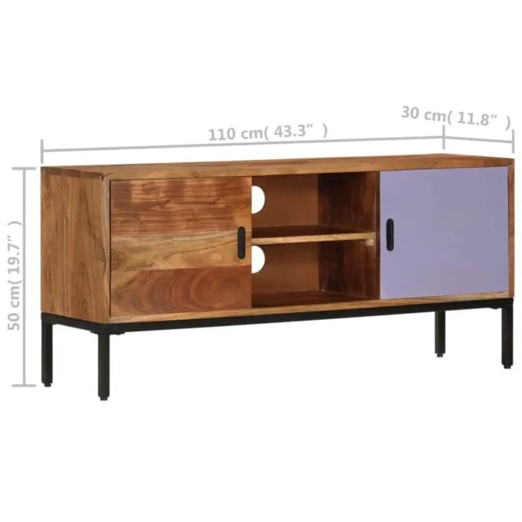 TV Cabinet Solid Wood Honey Brown Grey 110x30x50 cm