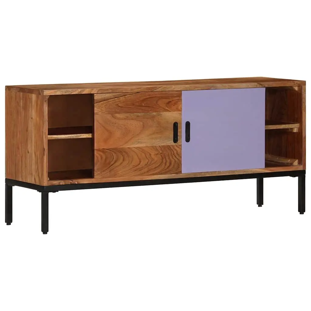 TV Cabinet Solid Wood Honey Brown Grey 110x30x50 cm