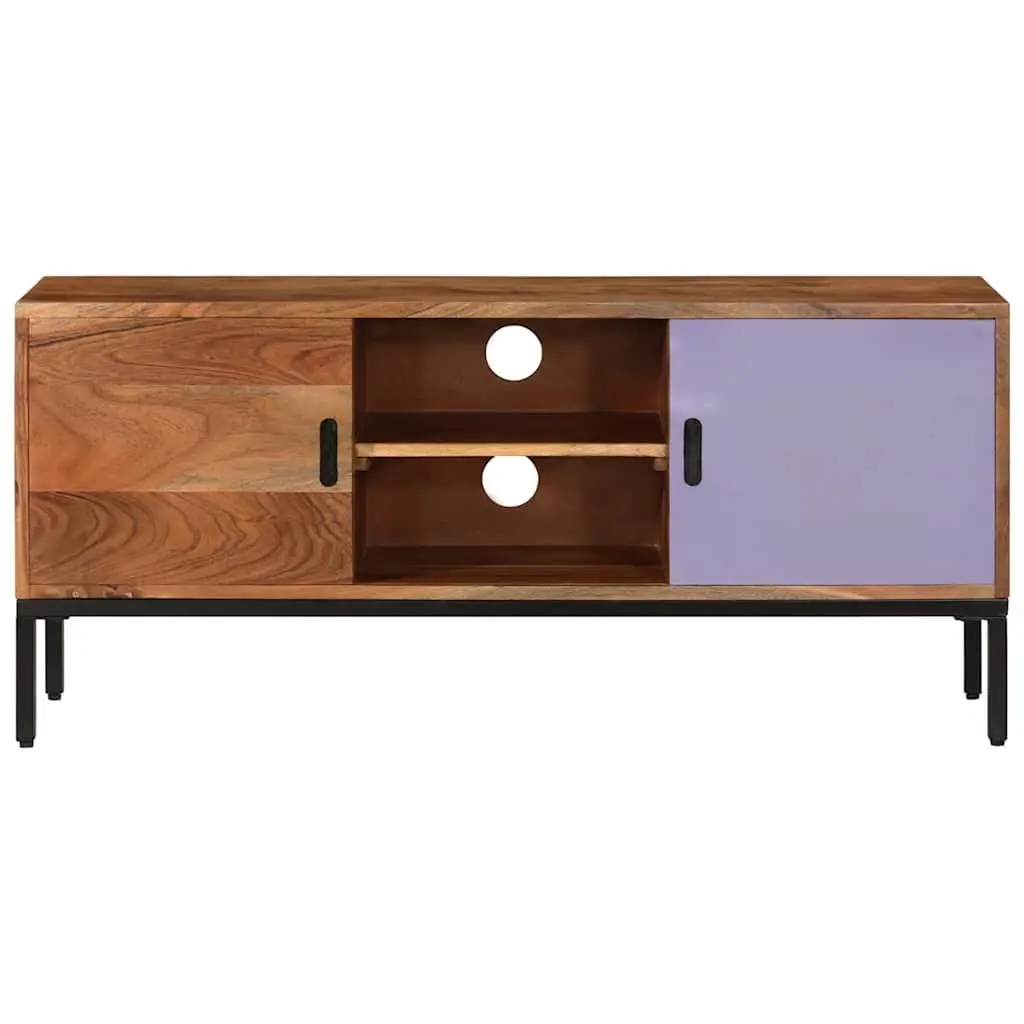TV Cabinet Solid Wood Honey Brown Grey 110x30x50 cm