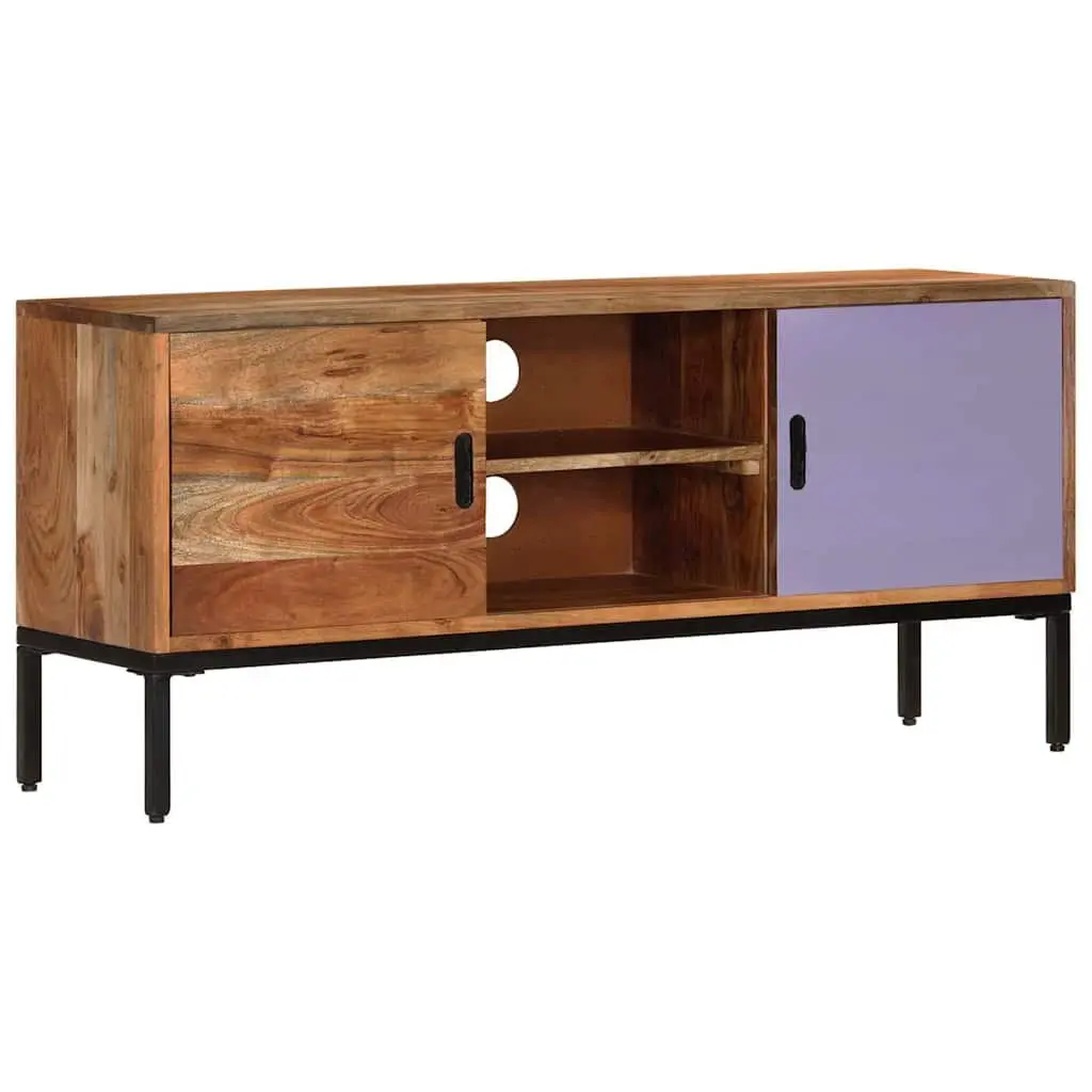 TV Cabinet Solid Wood Honey Brown Grey 110x30x50 cm