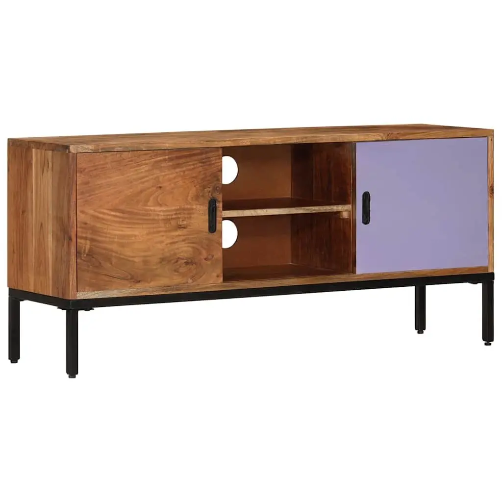 TV Cabinet Solid Wood Honey Brown Grey 110x30x50 cm