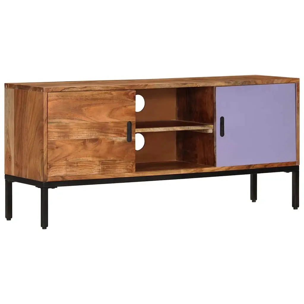 TV Cabinet Solid Wood Honey Brown Grey 110x30x50 cm