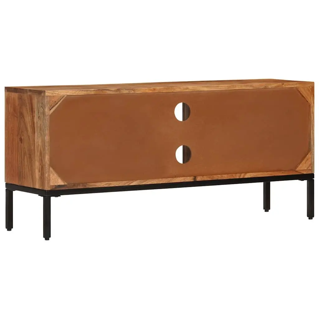 TV Cabinet Solid Wood Honey Brown Grey 110x30x50 cm