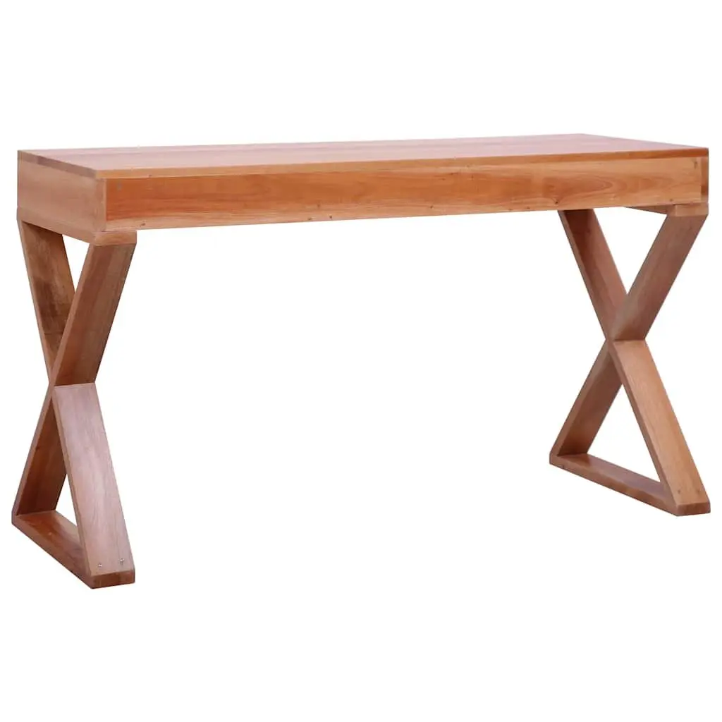 Computer Desk Solid Mahogany Wood Natural Large Working Area with 3 Drawers