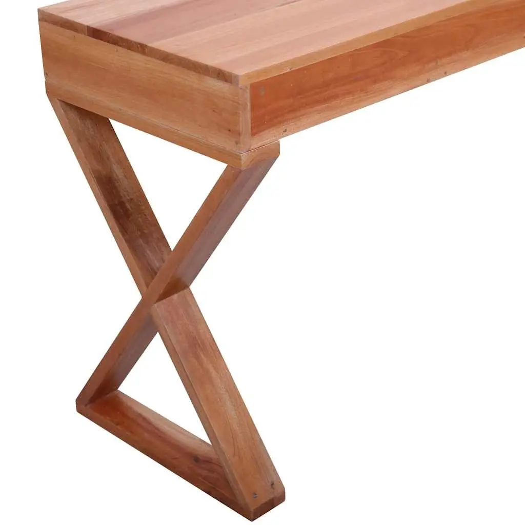 Computer Desk Solid Mahogany Wood Natural Large Working Area with 3 Drawers