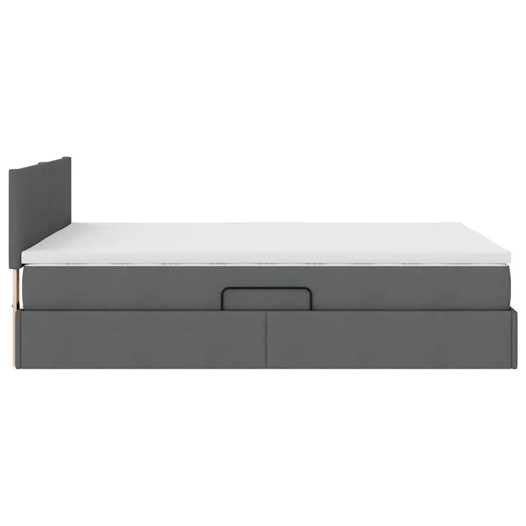 LED Storage Bed with Mattress Dark Grey 152 x 203 cm Gas Lift Frame