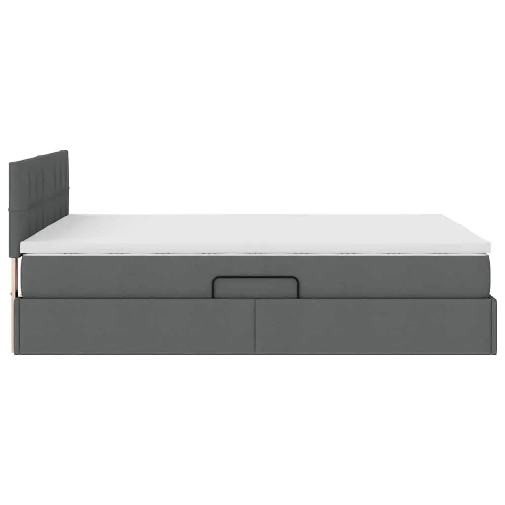 LED Storage Bed with Mattress Dark Grey 152 x 203 cm