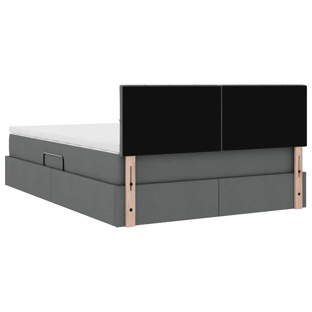 LED Storage Bed with Mattress Dark Grey 152 x 203 cm