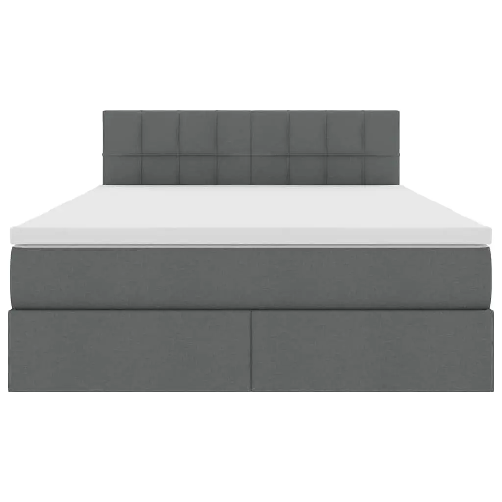 LED Storage Bed with Mattress Dark Grey 152 x 203 cm