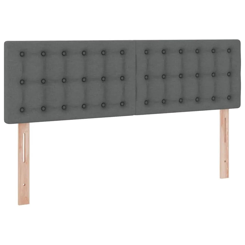 LED Storage Bed with Mattress Dark Grey 152x203cm Upholstered Frame