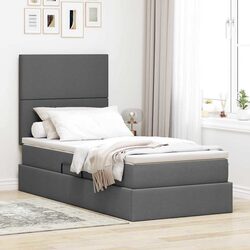 Your New Grey Fabric Storage Bed with Headboard 107 x 203 cm