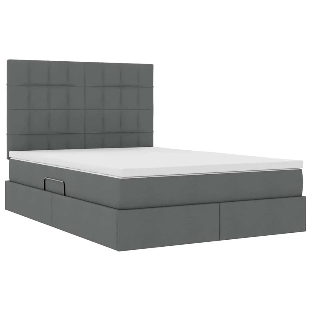 Grey Storage Bed with Lift 153 x 203 cm