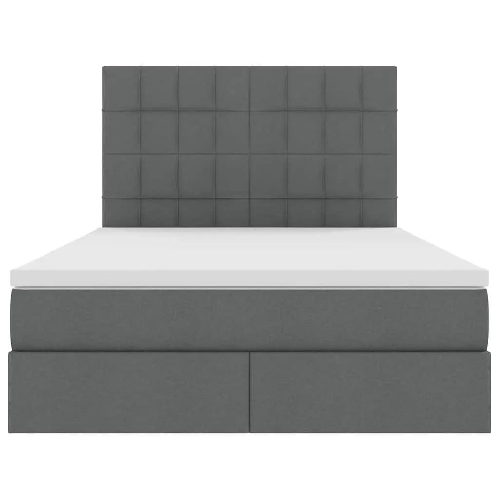 Grey Storage Bed with Lift 153 x 203 cm