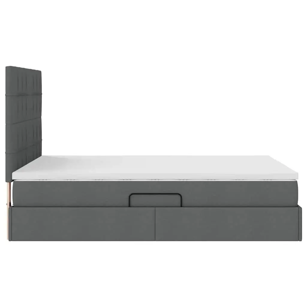 Grey Storage Bed with Lift 153 x 203 cm