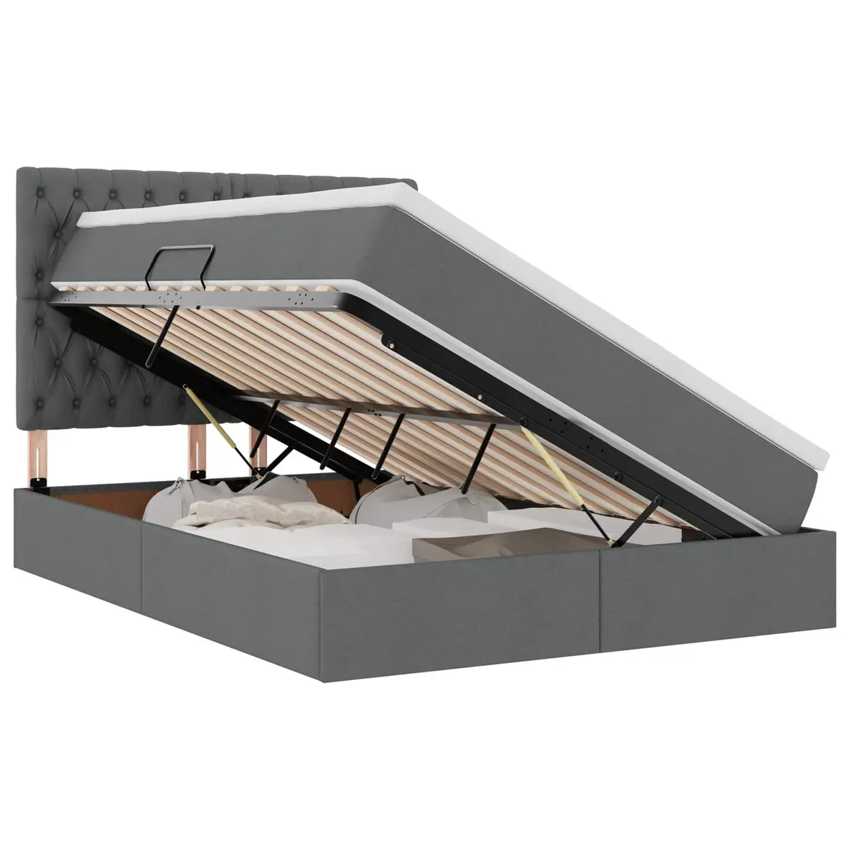 Storage Bed Hydraulic Lift Grey 153x203cm