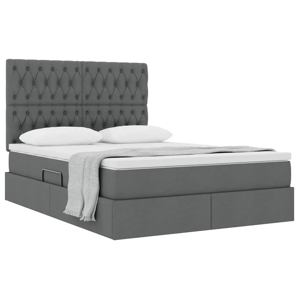 Storage Bed Hydraulic Lift Grey 153x203cm