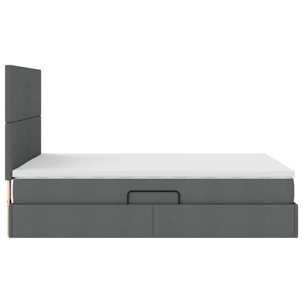 LED Storage Bed with Mattress Dark Grey 152 x 203 cm