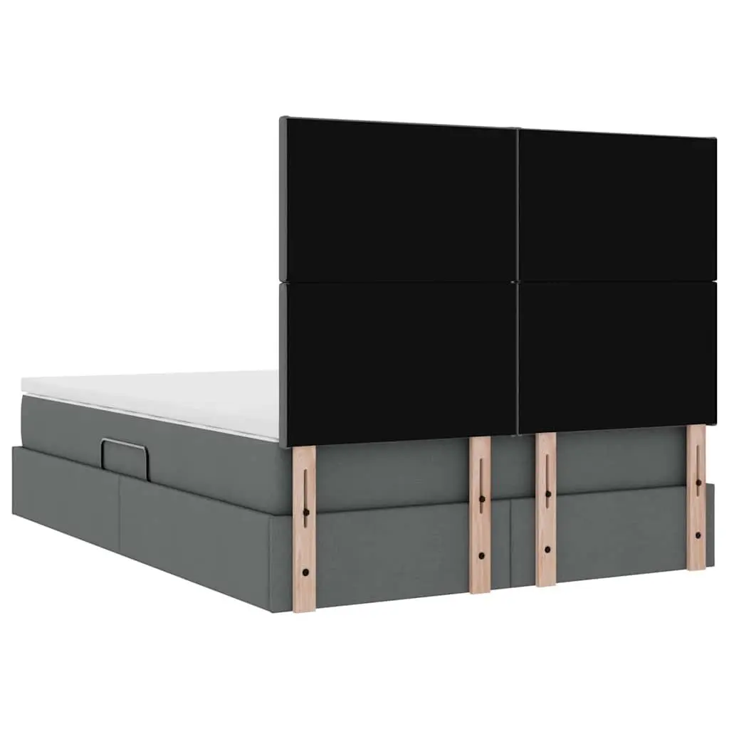 LED Storage Bed with Mattress Dark Grey 152 x 203 cm