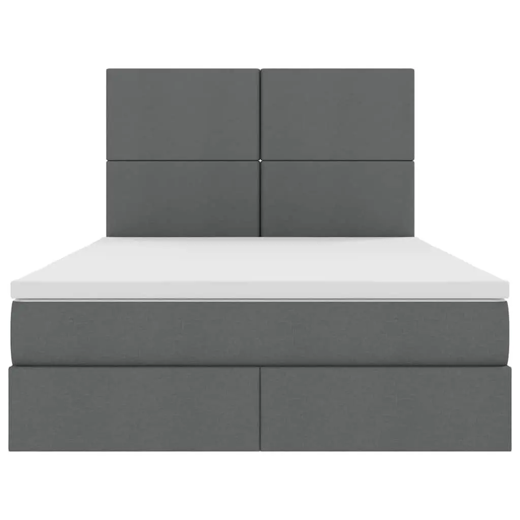 LED Storage Bed with Mattress Dark Grey 152 x 203 cm