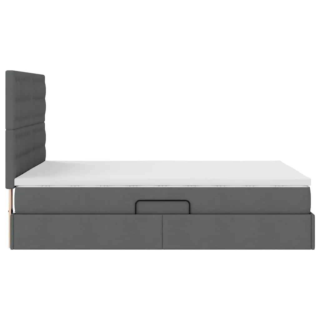 LED Storage Bed with Mattress Dark Grey Queen Size Upholstered Headboard