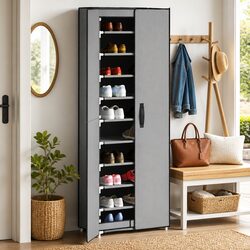 Friendly Grey 10-Tier Shoe Cabinet for Easy Storage
