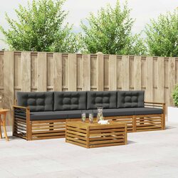 Outdoor Sofa Set 5 Pieces Garden Furniture Cushion Natural Anthracite Patio