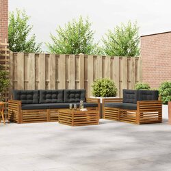 Outdoor Sofa Set 6 Piece Garden Furniture Natural Anthracite Acacia Wood Patio