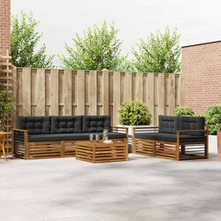 Outdoor Sofa Set 6 Pieces Natural Anthracite Garden Furniture Modular Patio