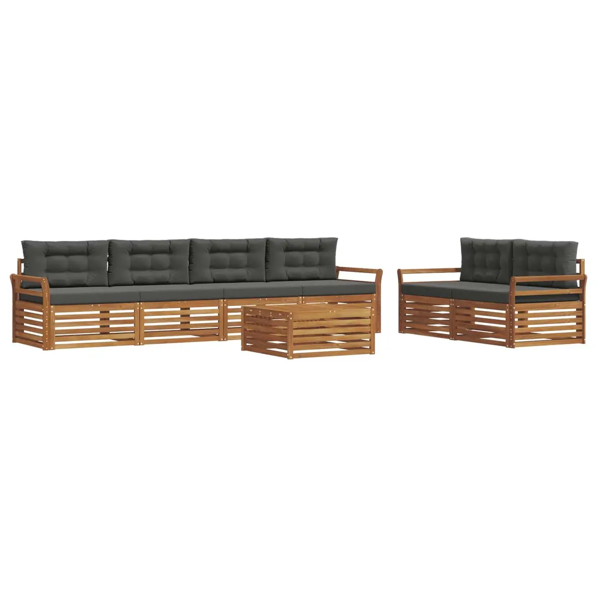 Outdoor Sofa Set 7 Piece Garden Furniture Natural Anthracite Acacia Wood Cushion