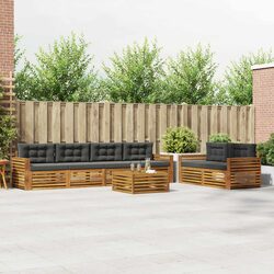 Outdoor Sofa Set 7 Piece Garden Furniture Patio Lounge with Cushions Natural