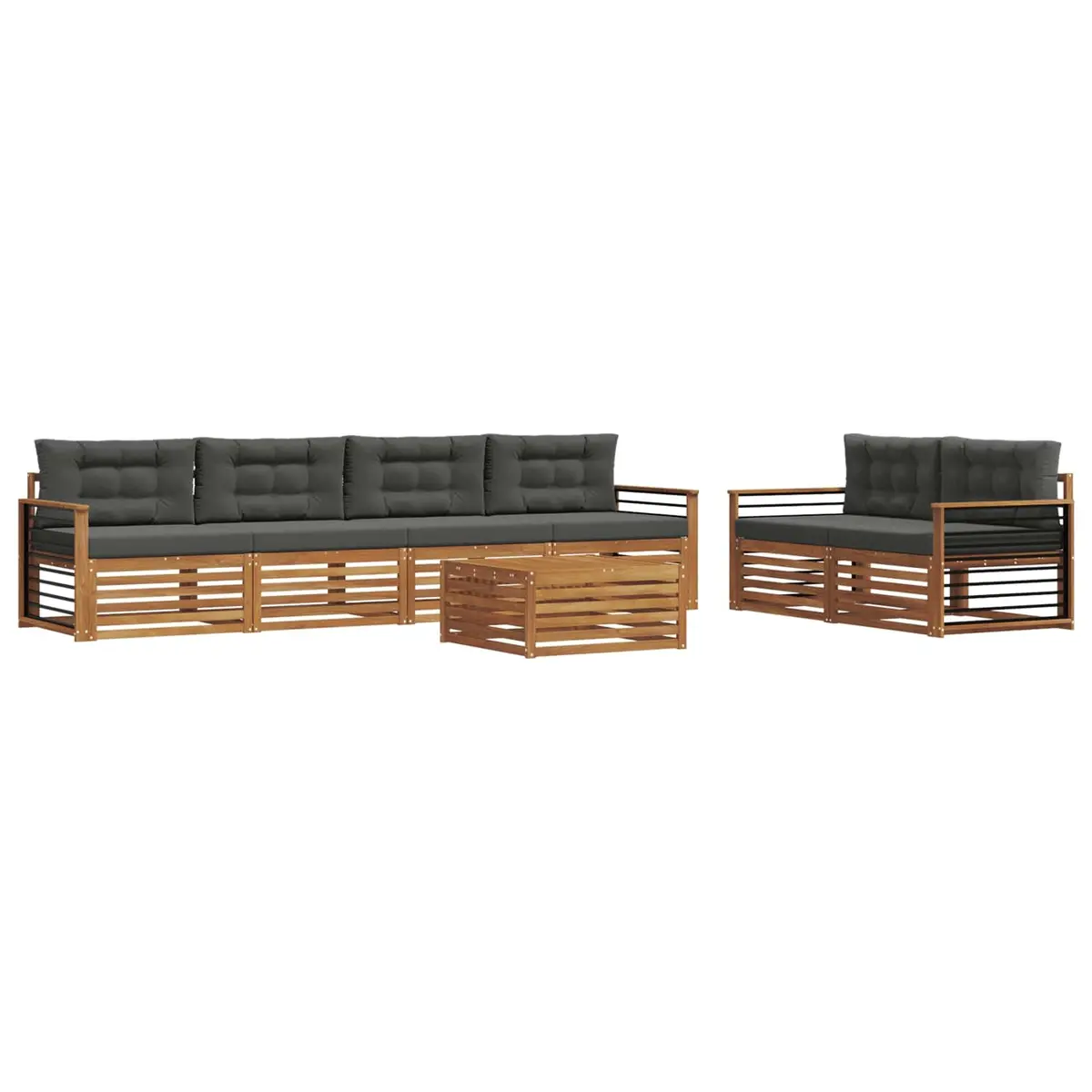 Outdoor Sofa Set 7 Piece Garden Furniture with Cushions Natural Anthracite