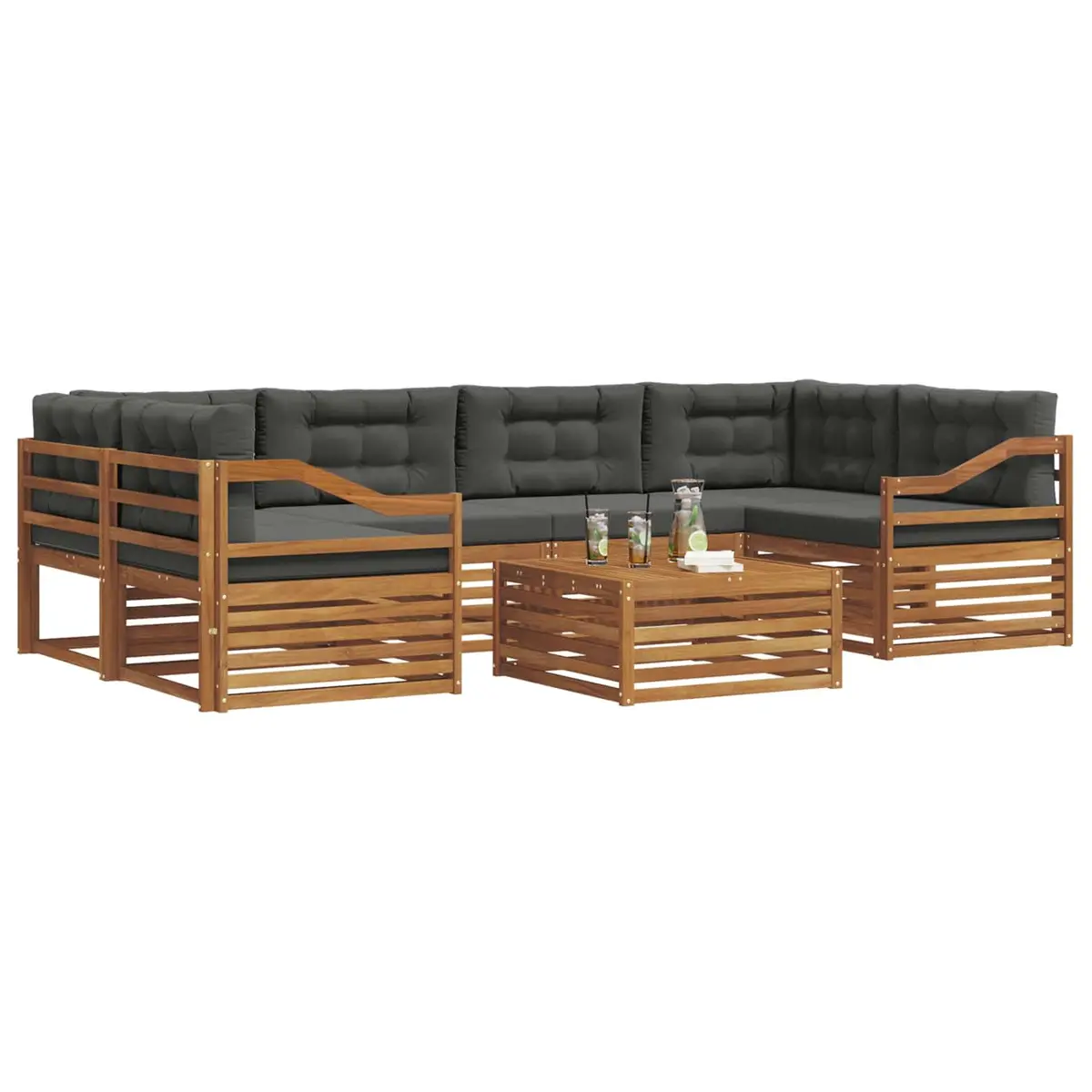Outdoor Sofa Set 7 Piece with Cushions Natural Anthracite Garden Furniture