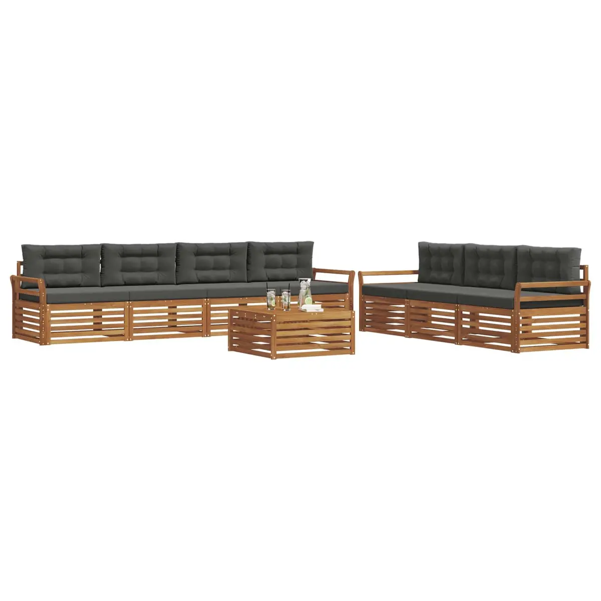 Outdoor Sofa Set 8 Pieces Natural Anthracite Garden Furniture Modular Patio