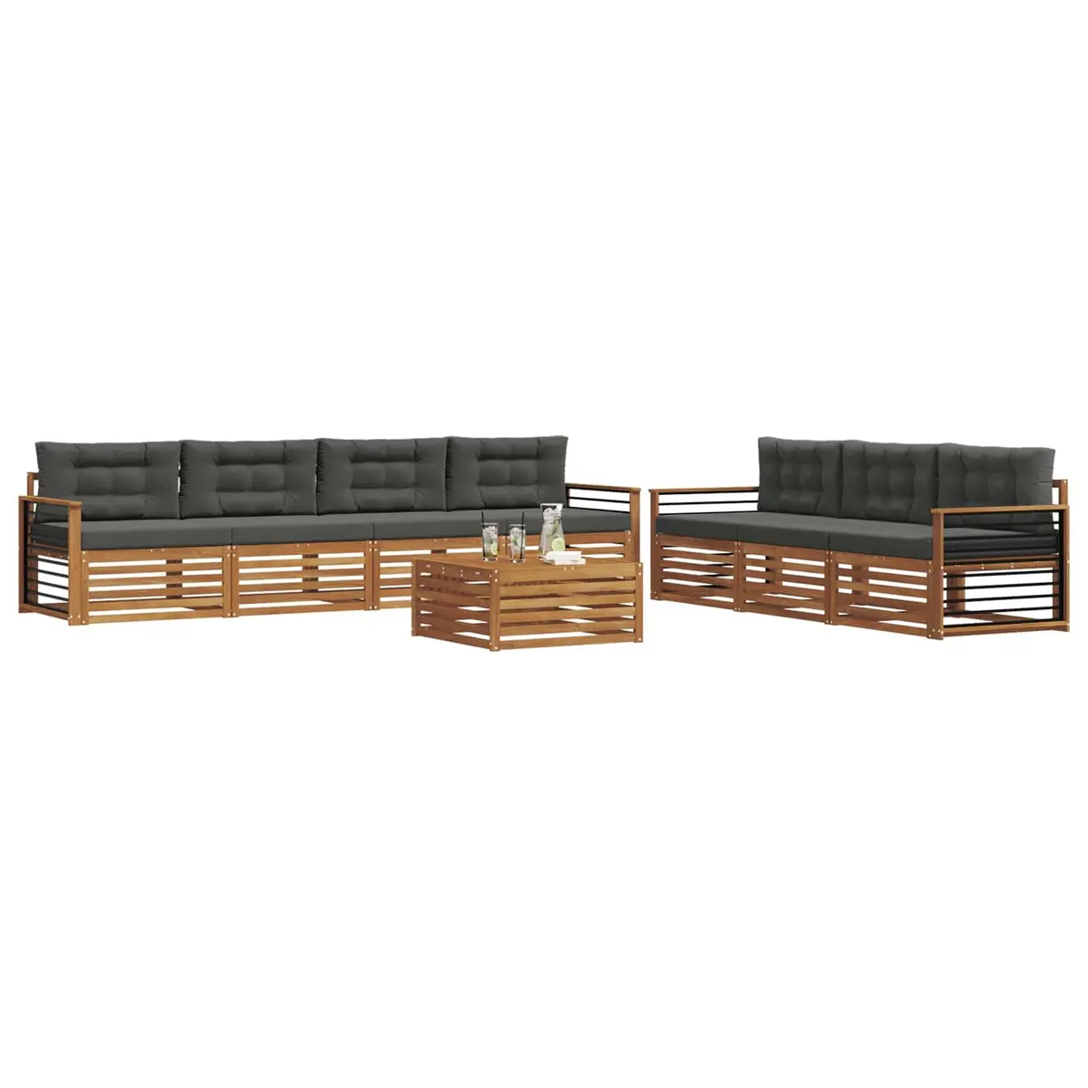Outdoor Sofa Set 8 Pcs Garden Furniture Natural Anthracite Modular Seating