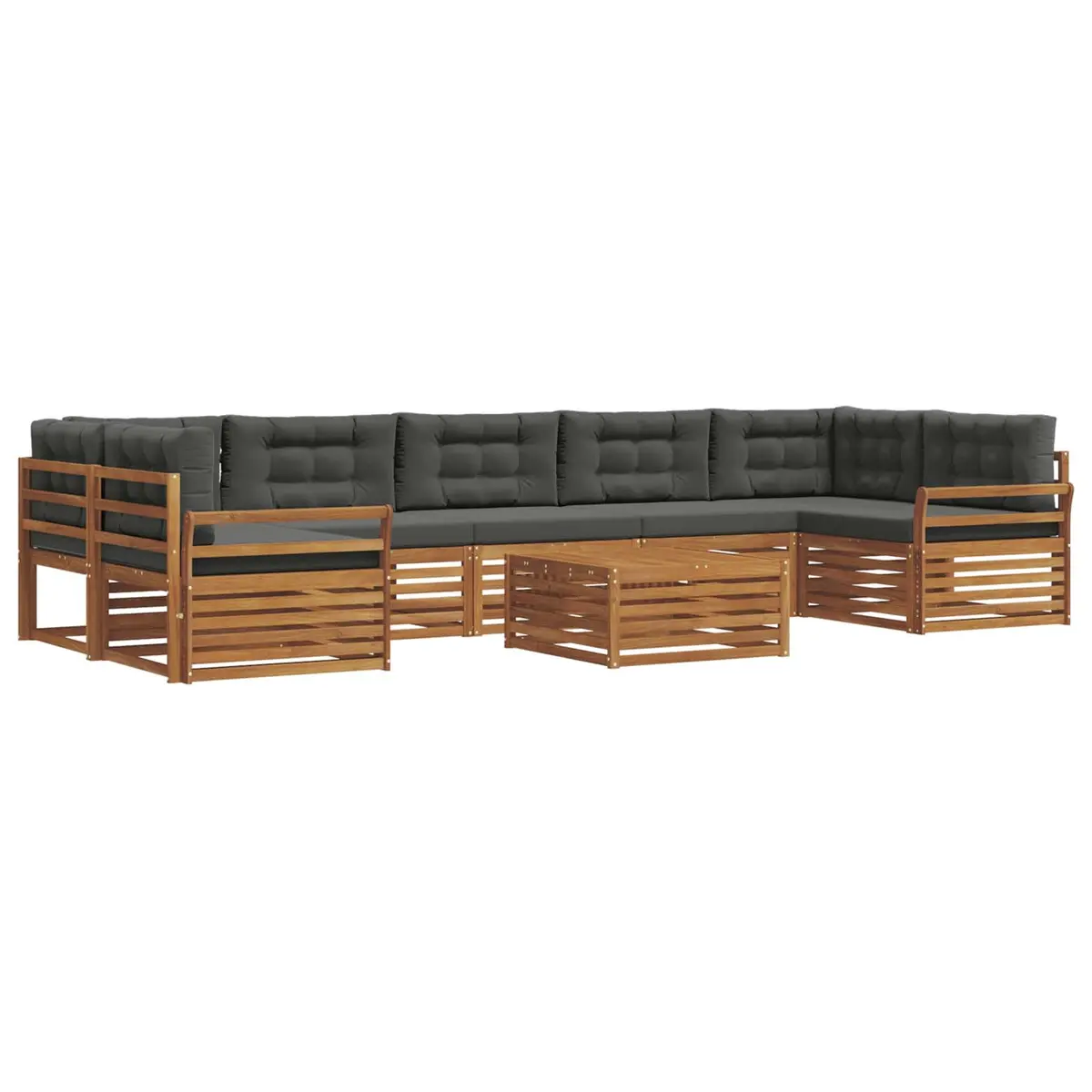 Outdoor Sofa Set 8 Pieces Garden Furniture Acacia Wood Natural Anthracite