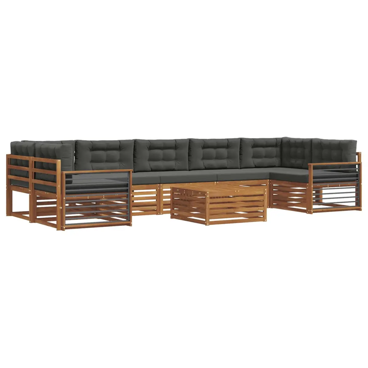 Outdoor Sofa Set 8 Pieces Natural Anthracite Garden Furniture Modular Lounger