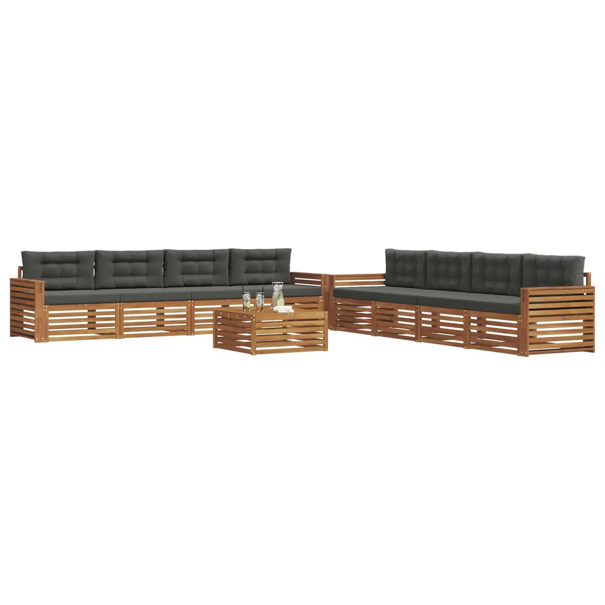 Modular Outdoor Sofa Set 9 Pieces Flexible Seating Garden Furniture Natural Anthracite