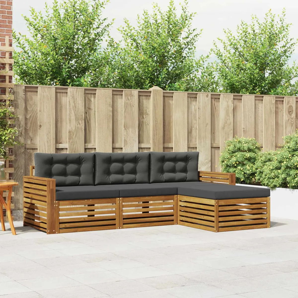 Modular Outdoor Sofa Set Natural and Anthracite Weather Resistant Solid Acacia Wood 2575x1625x730mm