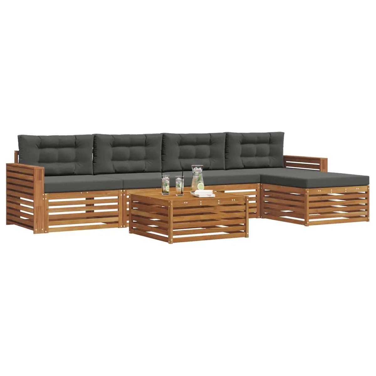 Outdoor Sofa Set 6 Piece Garden Furniture Modular Patio Seating with Cushions
